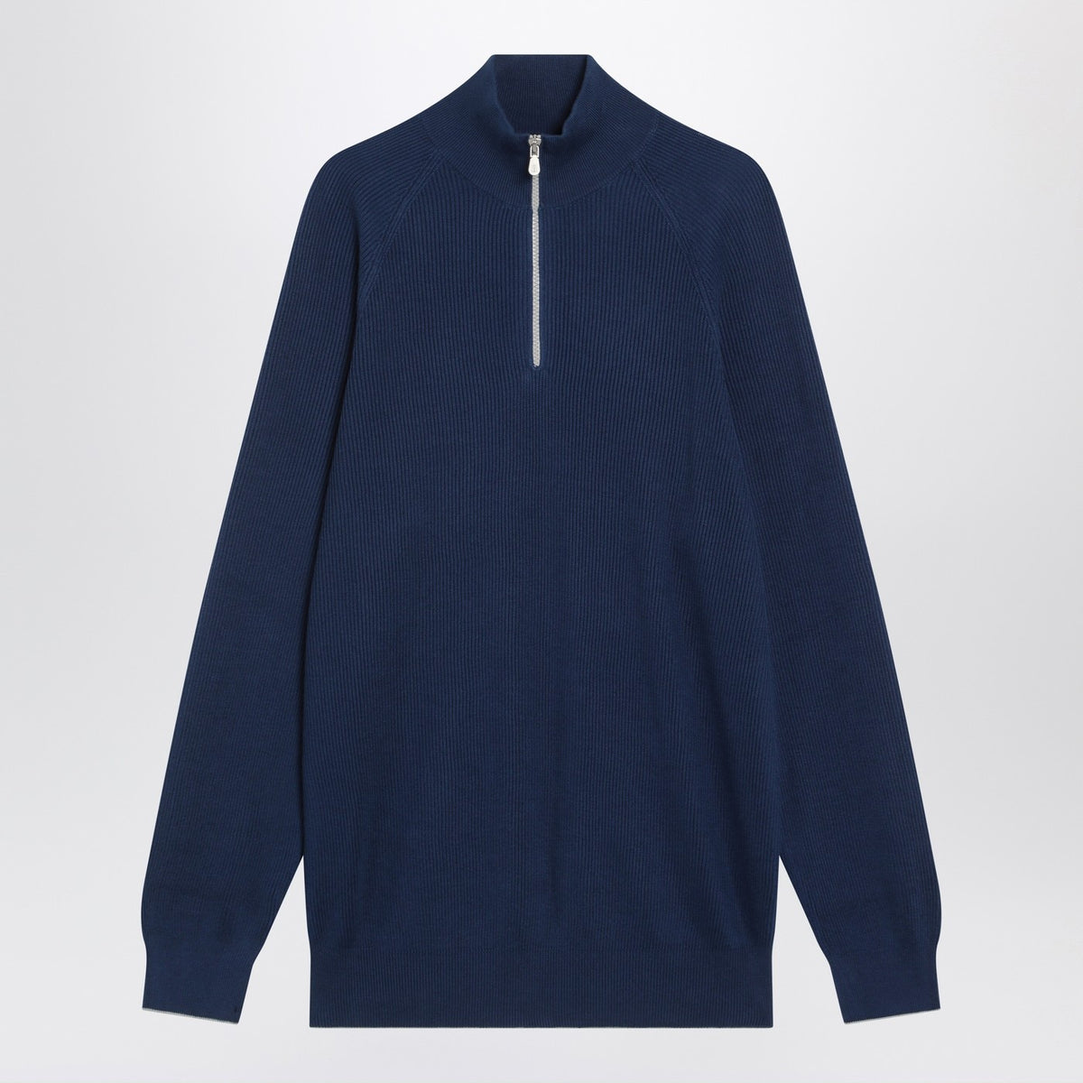 Brunello Brunello Cucinelli Blue/Grey Ribbed Cotton Jumper - Image 2