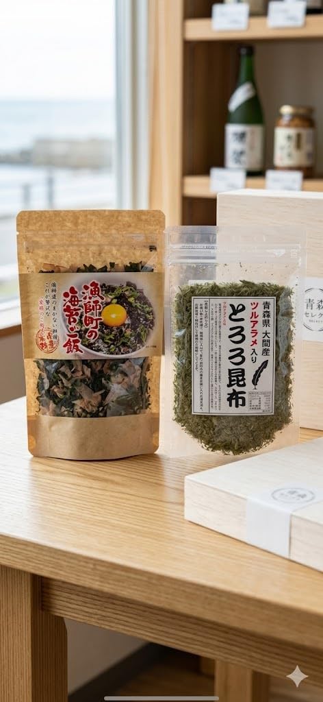 Pikotta Luxurious Rice Companion Set, 1.7 oz (48 g) & 1.1 oz (30 g) of Seaweed Rice, Full of Aomori Sea Lucks!