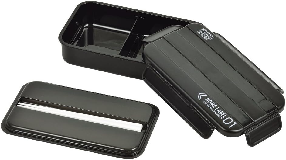 Pearl Metal Co., Ltd. Bento Box 1-Tier 4-Point Lock Men's Lunch Box Black Men's Japan-Made Home Label D-435