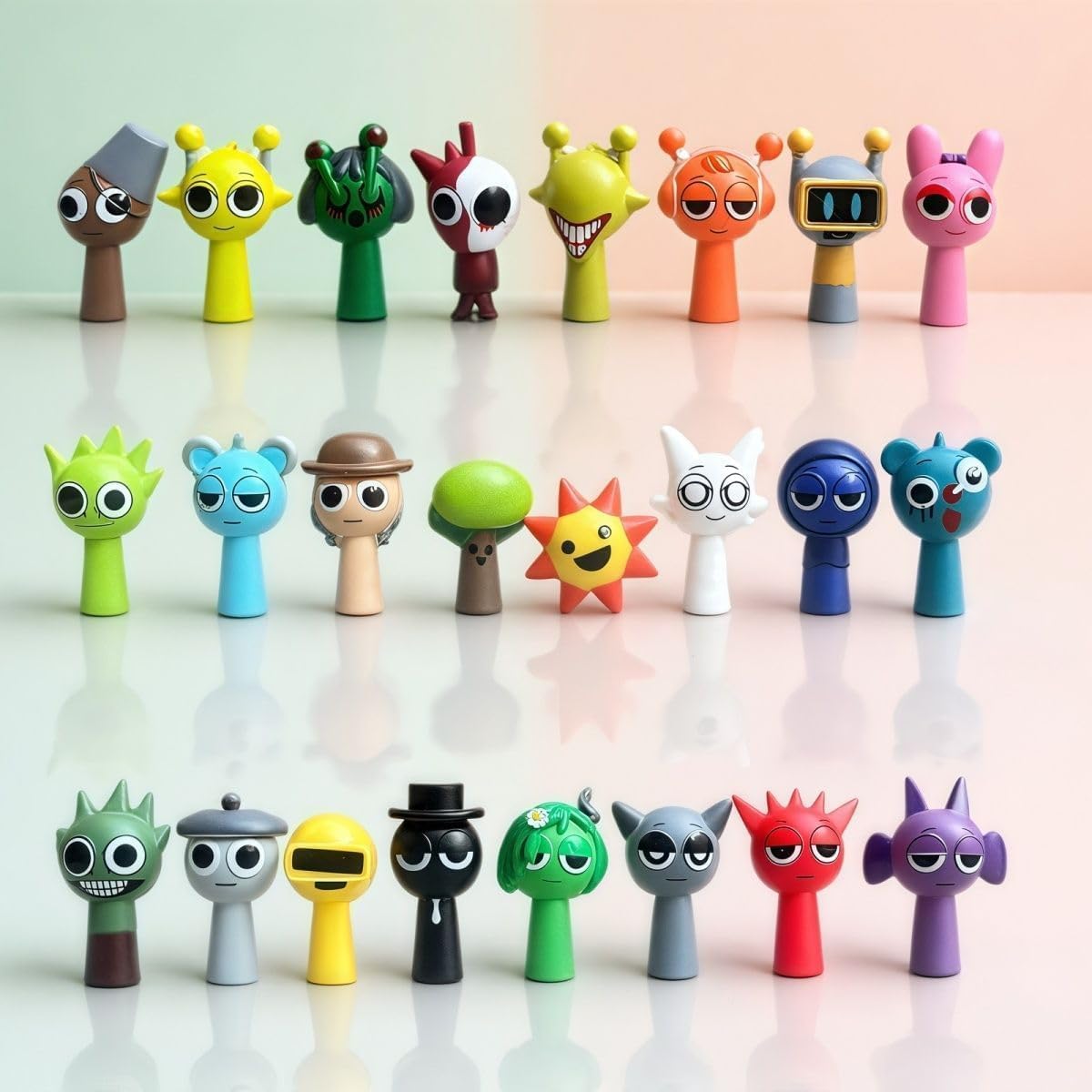 Splanky Figure, Doll Blocks, Sprunki Toy, Toy, Doll, Goods, Height 1.6 - 2.0 inches (4 - 5 cm), Collector Doll, 24-Piece Set, Pre-Painted Finished Product (Set of 48)