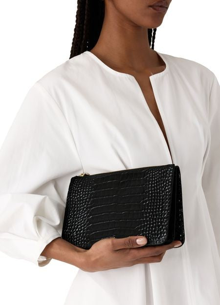 TOTEME Croc-effect tri-compartment leather clutch - Image 2