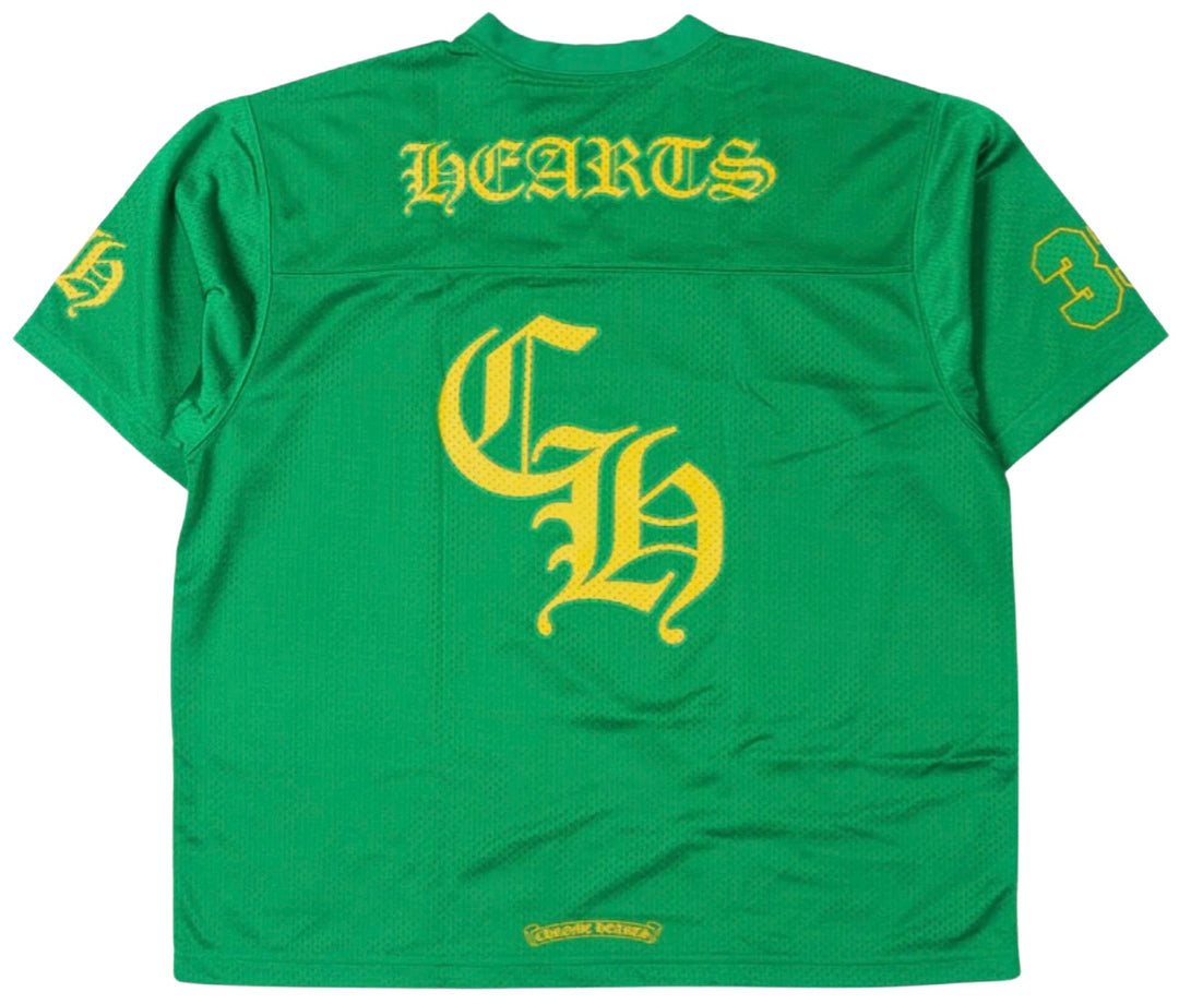 CHROME HEARTS SPORTS MESH WARM UP SHORT SLEEVE JERSEY GREEN