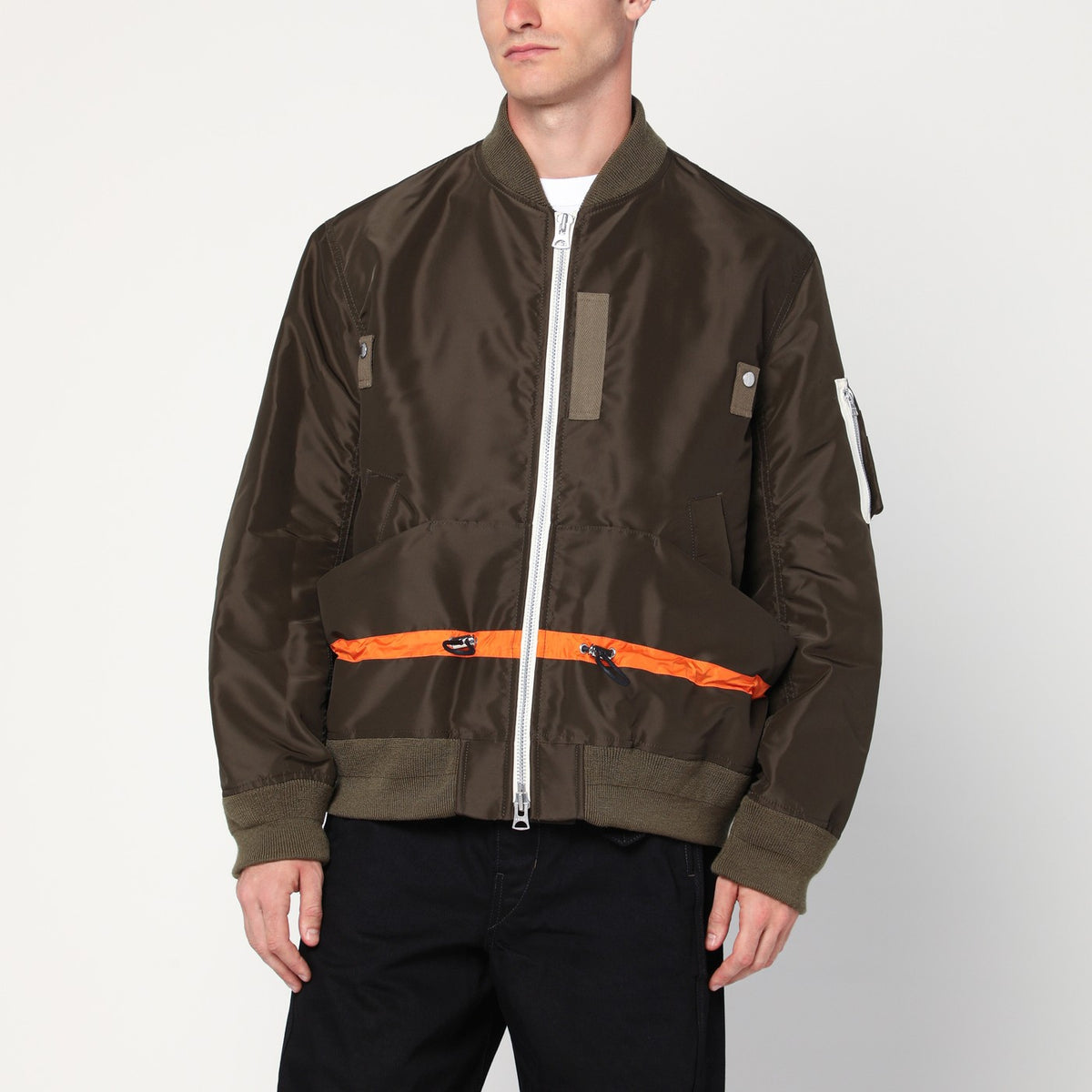 Sacai Sacai Khaki Green Nylon Twill Jacket - Image 2