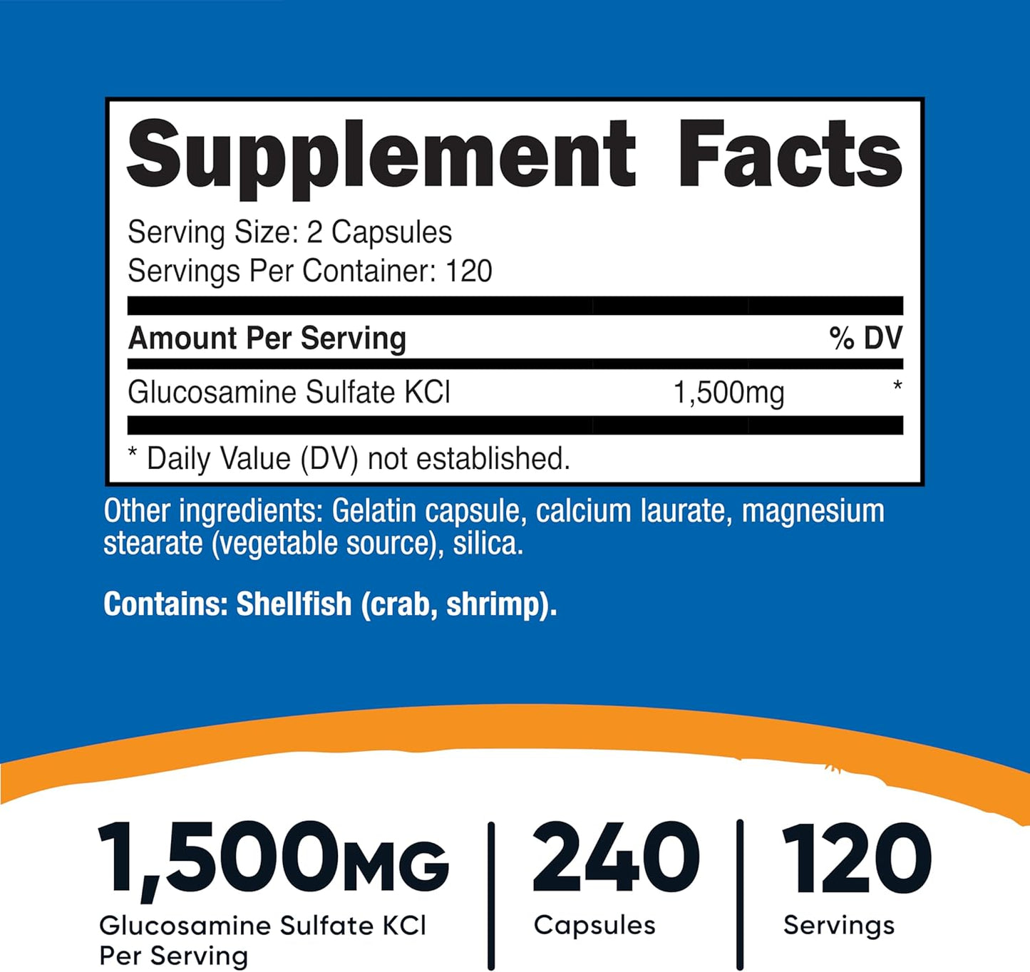 Nutricost Glucosamine Capsules 750mg 240 Capsules Non-GMO Gluten Free