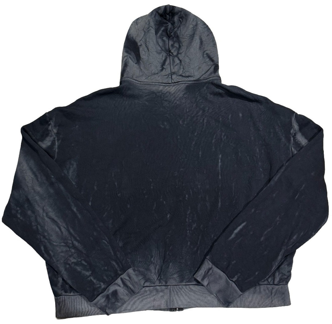 BOSSI 'RED HEAVY METAL' WASHED BLACK RHINESTONE ZIP-UP