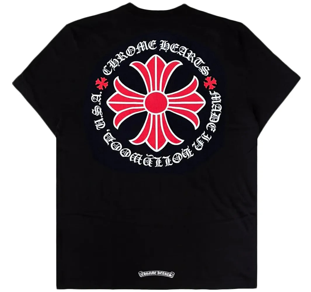 CHROME HEARTS 'RED PLUS CROSS' BLACK TEE