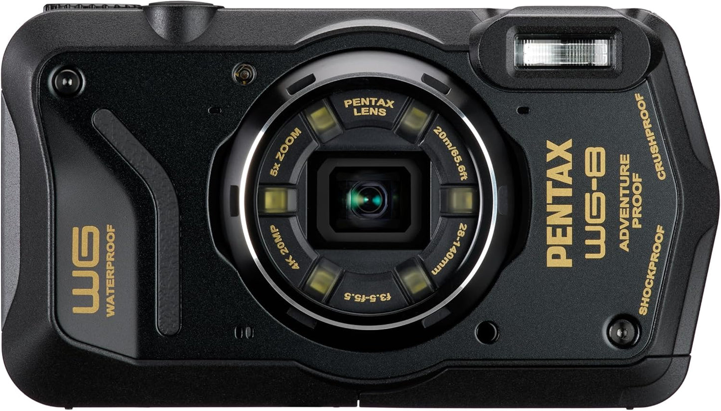 PENTAX WG-8 Black All-Weather Adventure Camera with Waterproof, Dustproof, Shockproof, Multi-Application Ring Light, Macro Shooting and Webcam Function