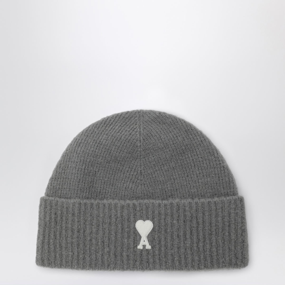 Ami Ami Paris Ami De Coeur Grey Wool Beanie - Image 2