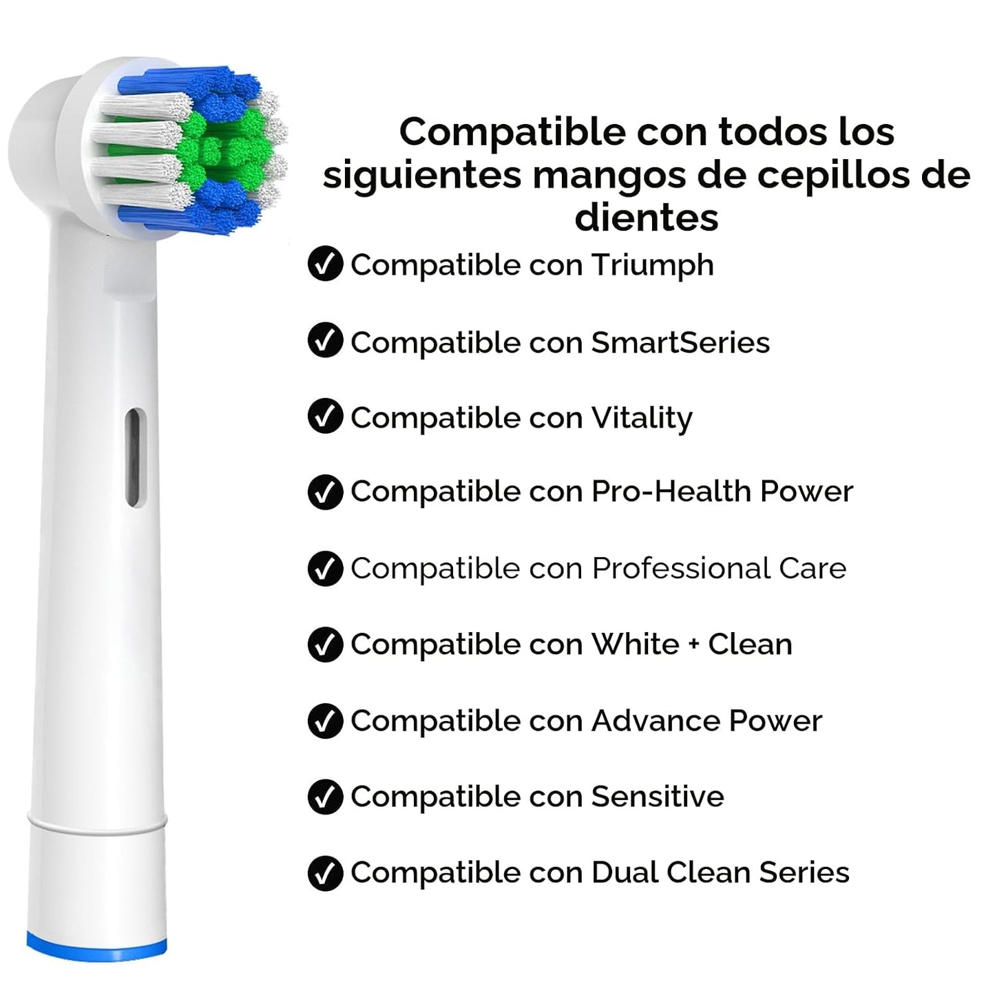Cabezales de repuesto compatibles con Oral B Braun, 12 piezas cabezales de cepillo de dientes eléctricos profesionales compatibles con cabezales de repuesto Oral B Recambio 7000/Pro 1000/9600/500/3000