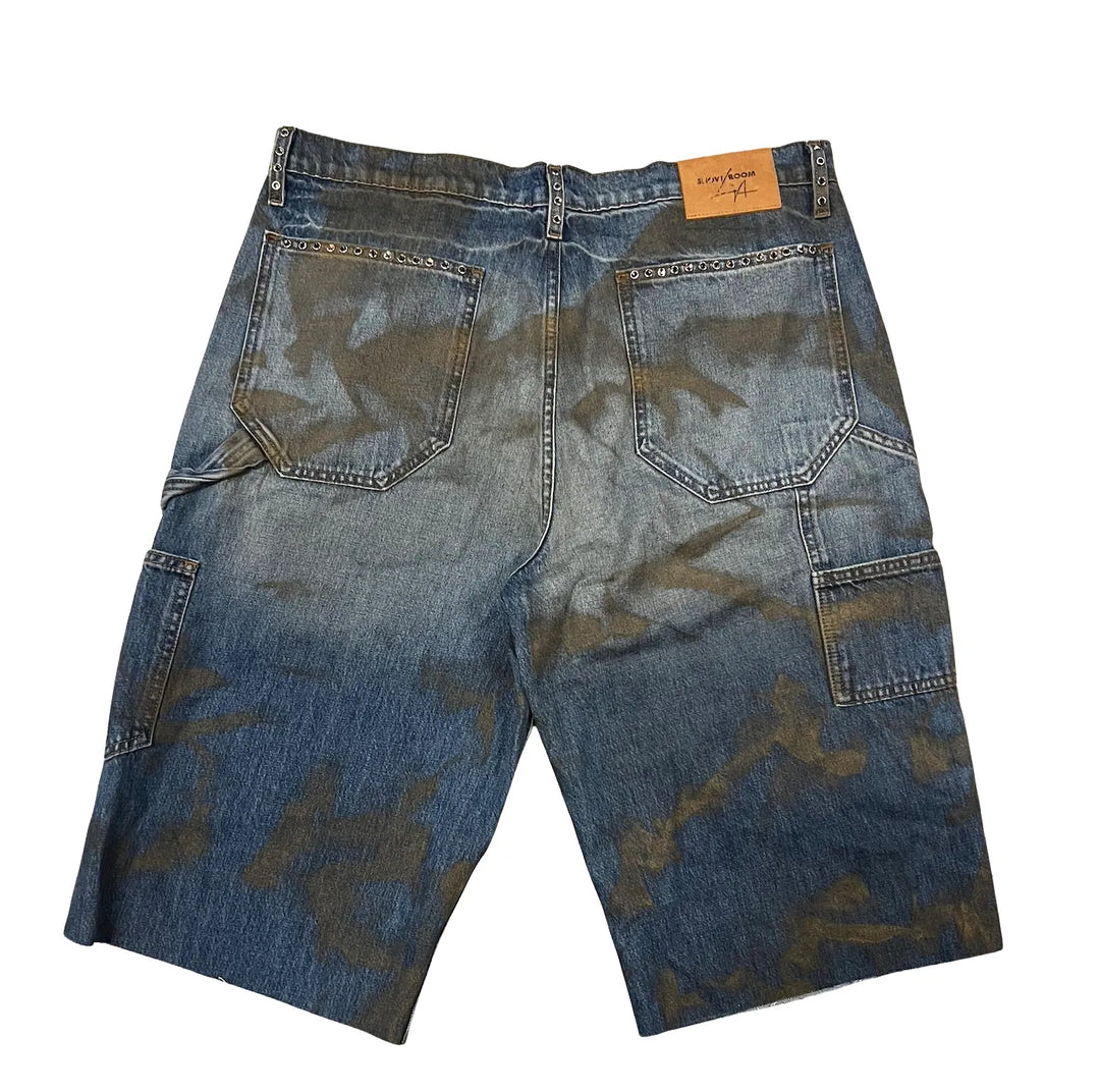BOSSI 'BROWN FADE' STUDDED DENIM SHORTS