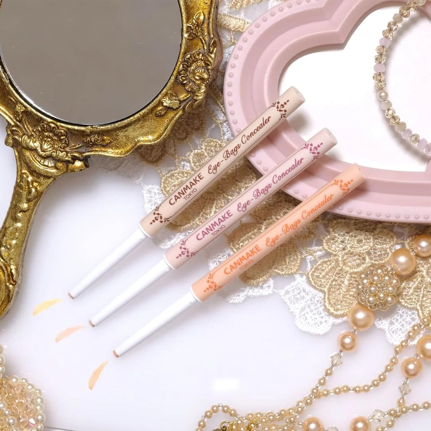 Canmake Pencil Eye Bag Concealer 02 Pink Beige Teardrop Bag Makeup Waterproof Stains Acne Blue Base 1 Piece (x1)
