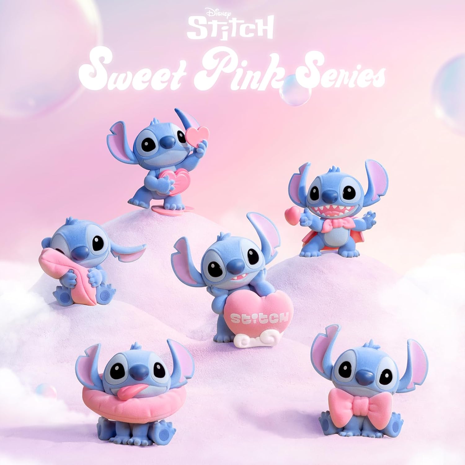 52TOYSxDISNEY STITCH Sweet Pink Series Blind Box Blindbox Tredding Figurine Collectible Figure Lilo & Stitch Painted Flocked Toy Toy Perfect Gift for Anime Fans Kids Collectors Birthday Christmas (1