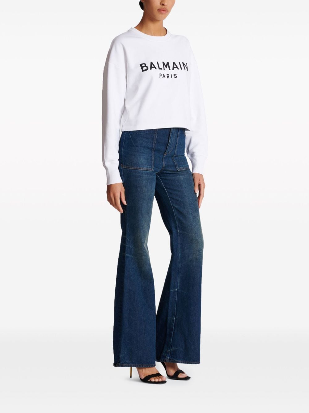Balmainロゴオーガニックコットンクロップドスウェットシャツ - Image 2