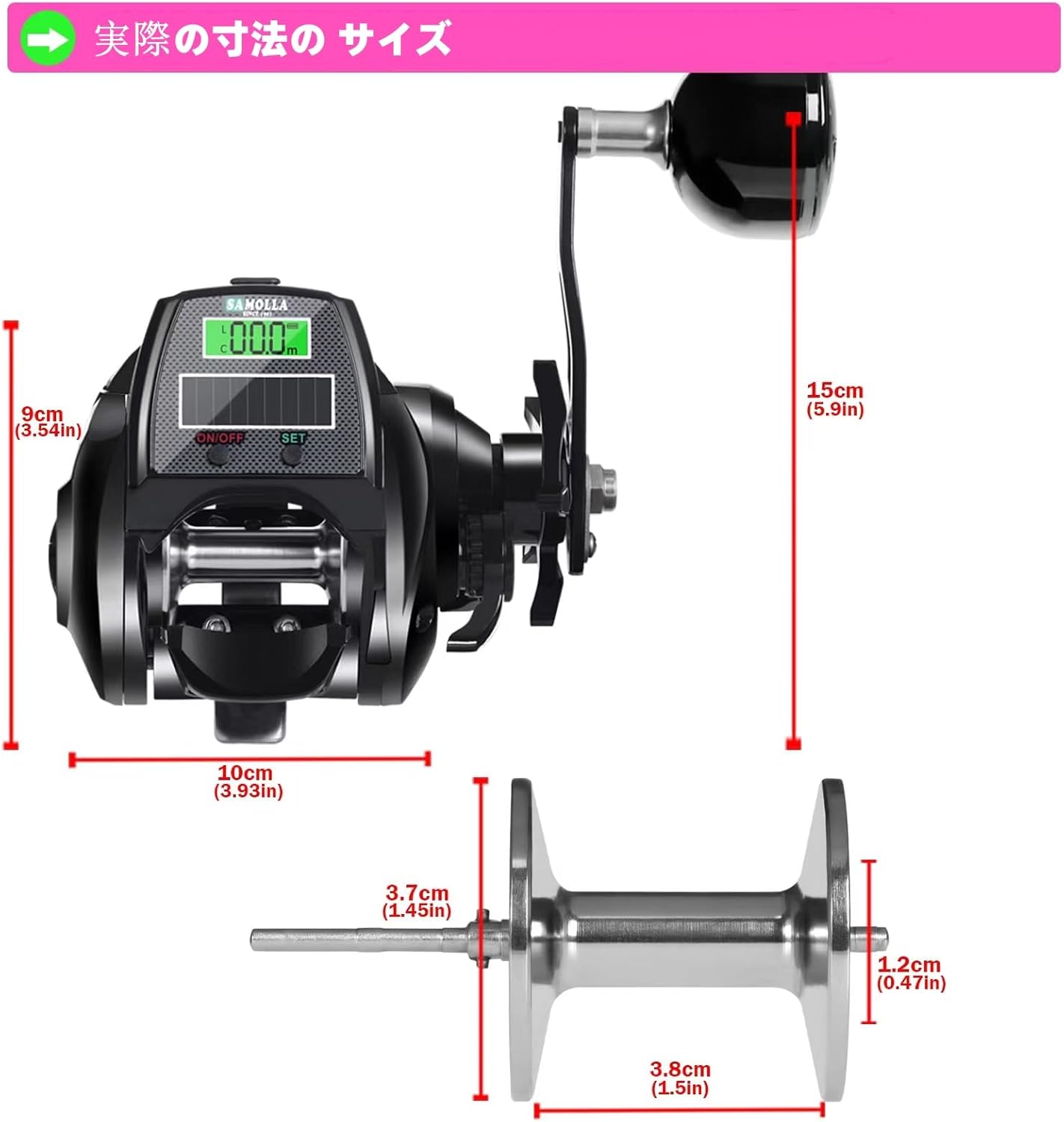 (2025 Model Limited) Bait LED with Counter, Waterproof, Professional Rechargeable Model and Regular Model, Line Counter 7.2 Gear Ratio, Replaceable Battery, Super Large Drag Force, 22.0 lbs (10