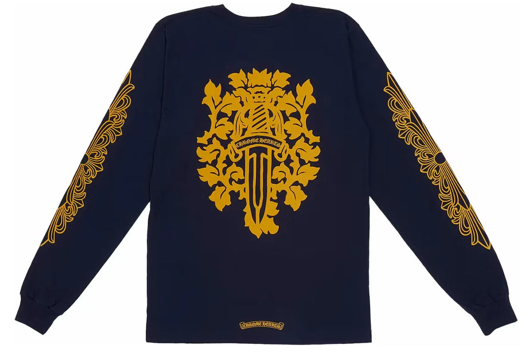 CHROME HEARTS 'V89 DAGGER' NAVY LONGSLEEVE TEE