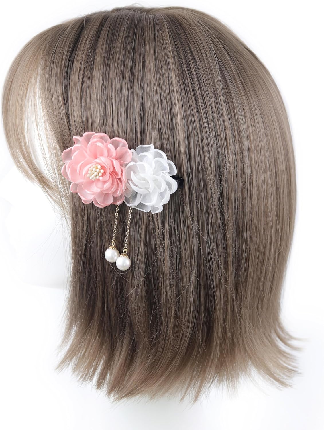 NANA Handmade Hair Ornament, Clip, Swaying Pearl Beads, Yukata, Kimono, Fireworks Display, Simple, Small Flowers, Short, Hakama, Ping Pong Mom, Shichi-Go-San