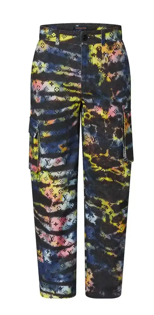 LOUIS VUITTON 'MONOGRAM' TIE DYE CARGO DENIM SET