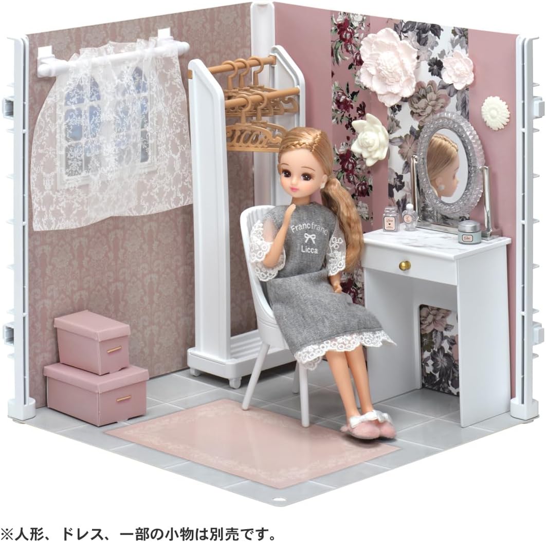 Takara Tomy Licca-chan Interior Coordination Dresser Room (Francfranc Collaboration) Dress-up Pretend Play Toy, Ages 3 and Up