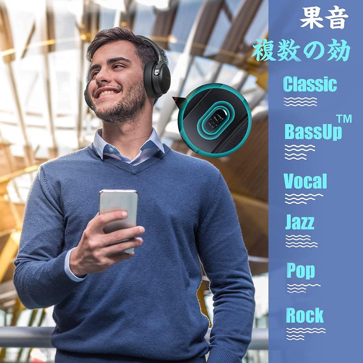 BERIBES Bluetooth Headphones, 65 Hours Playtime, 6 EQ Modes, Wireless Headphones, Bluetooth 6.0, Weighs Only 180g, Comfortable Fit, Headphones with Microphone, HIFI Stereo, Wired and Wireless, Dual Use, Noise Isolation, Sealed Type (Black)
