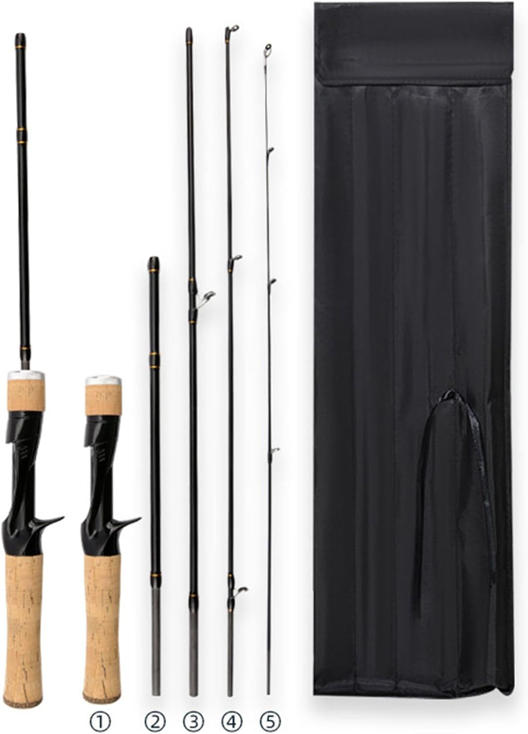 5 Section Carbon Fiber Portable Design Casting Spinning Fishing Rod for Surf Bass Walleye Pike