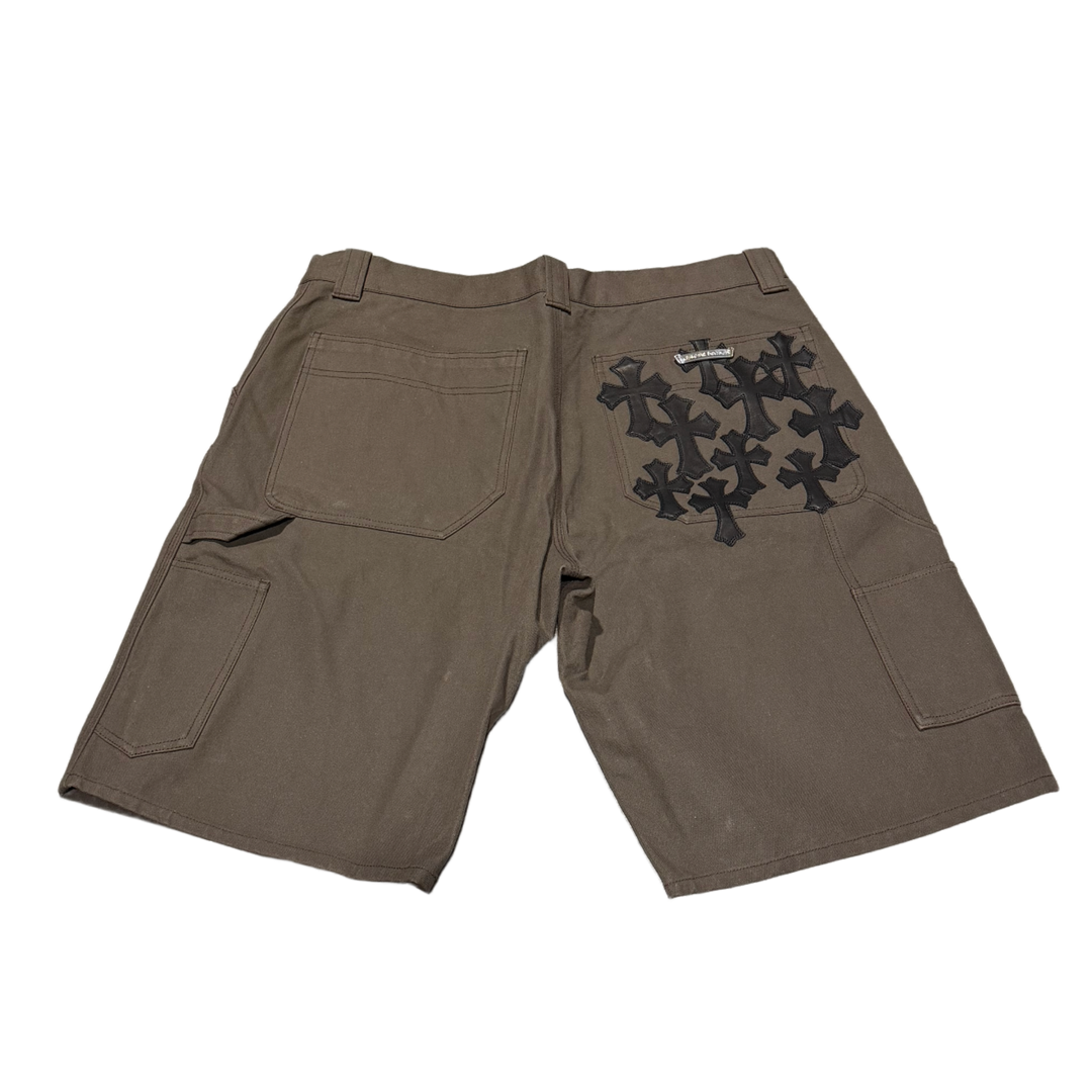 CHROME HEARTS 'DOUBLE KNEE 10 PATCH' BROWN CARPENTER SHORTS