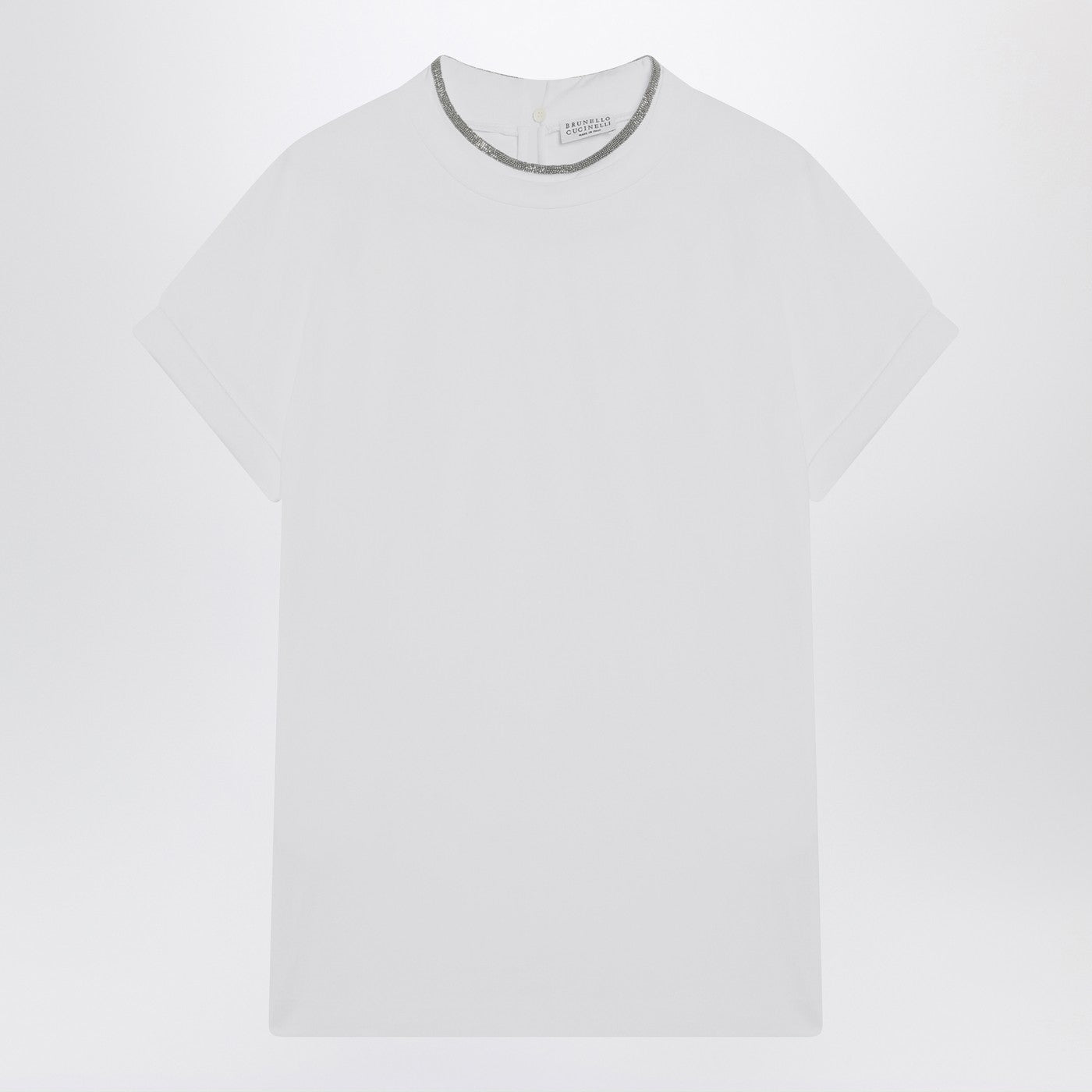 Brunello CucinelliホワイトクルーネックTシャツとペンダント - Image 2