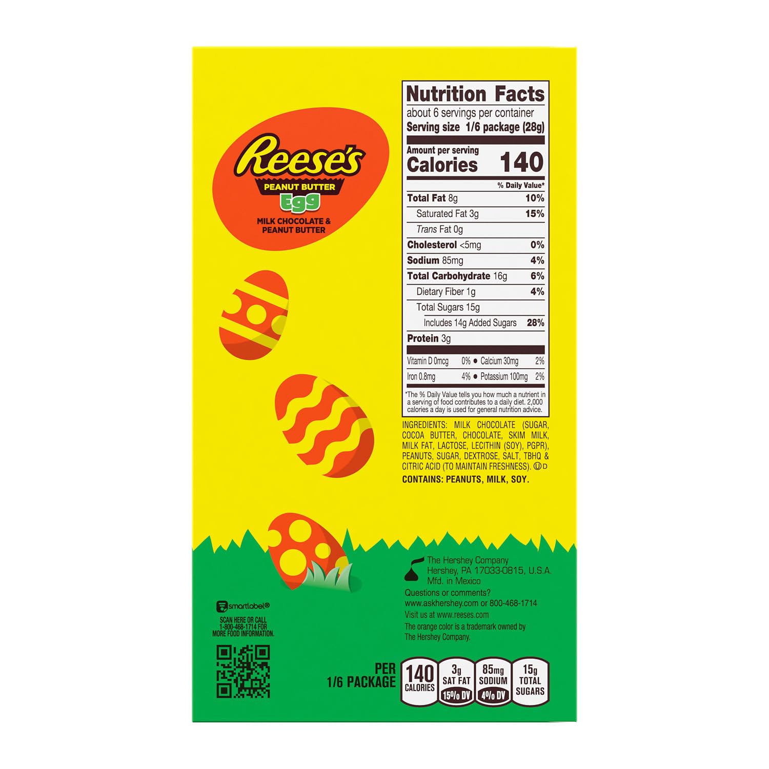 Reese's, Huevo de mantequilla de maní con chocolate con leche, caja de regalo de dulces de Pascua, 6 onzas
