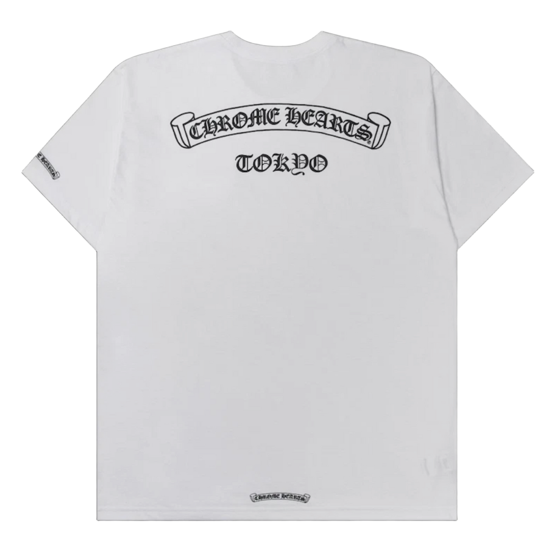 CHROME HEARTS 'VERTICAL LOGO TOKYO SCROLL' WHITE TEE