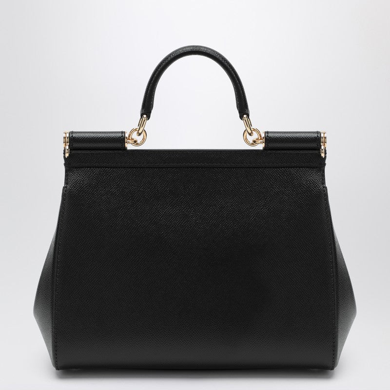 Dolce  Gabbana ドルチェ＆ガッバーナラージブラックシチリアハンドバッグ - Image 2