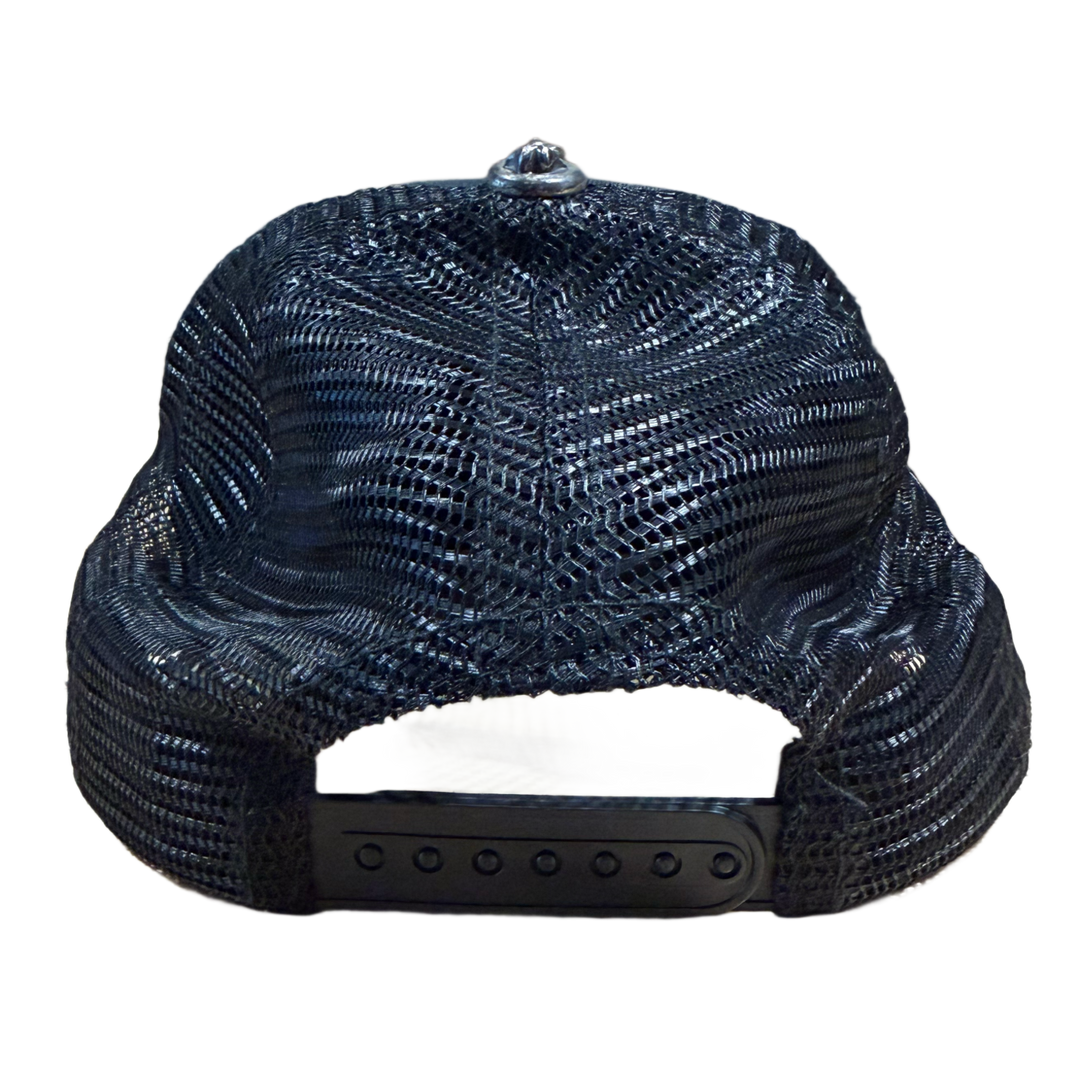 CHROME HEARTS 'ROLLING STONES' BLACK TRUCKER HAT