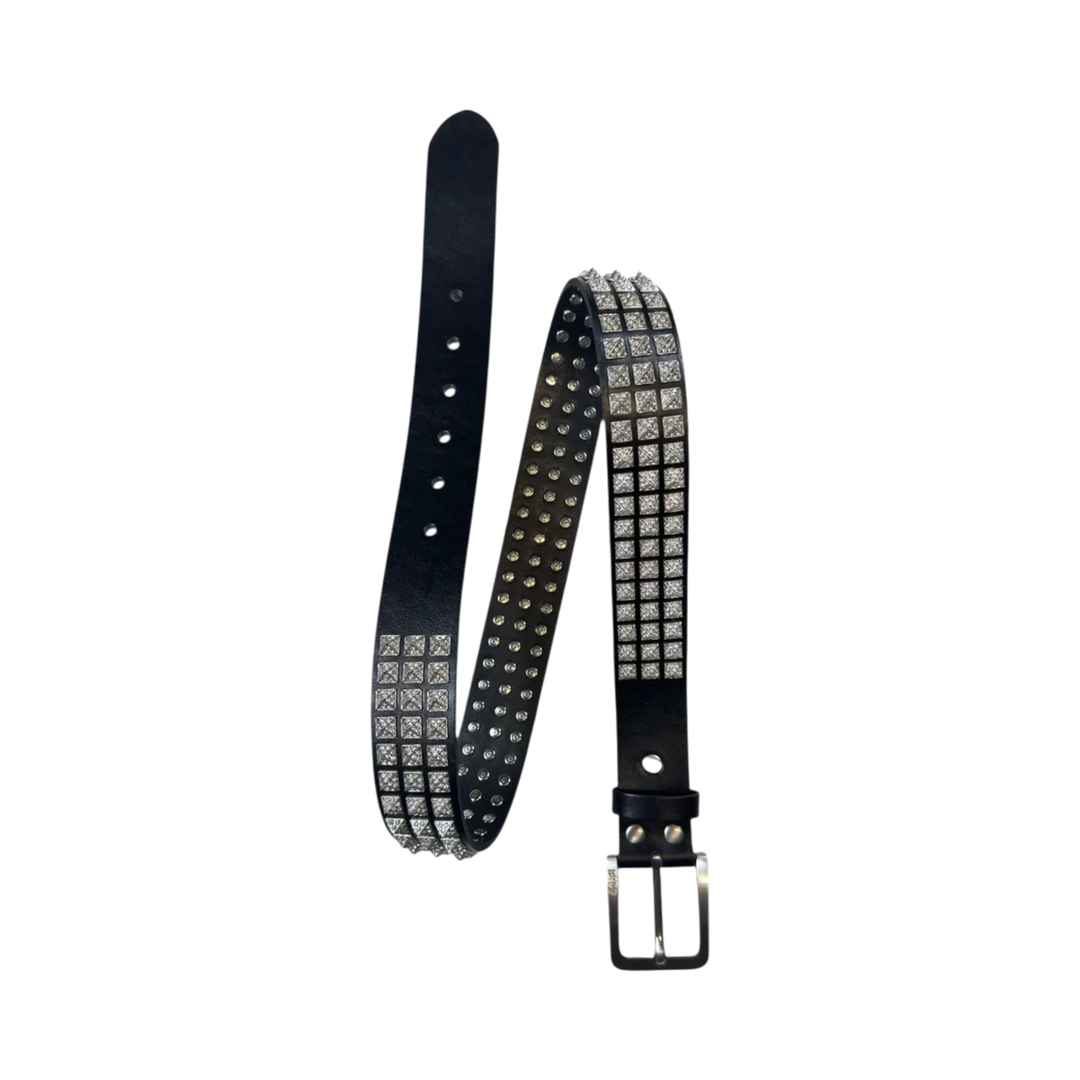 BOSSI 'SILVER ON BLACK' STUDDED BELT