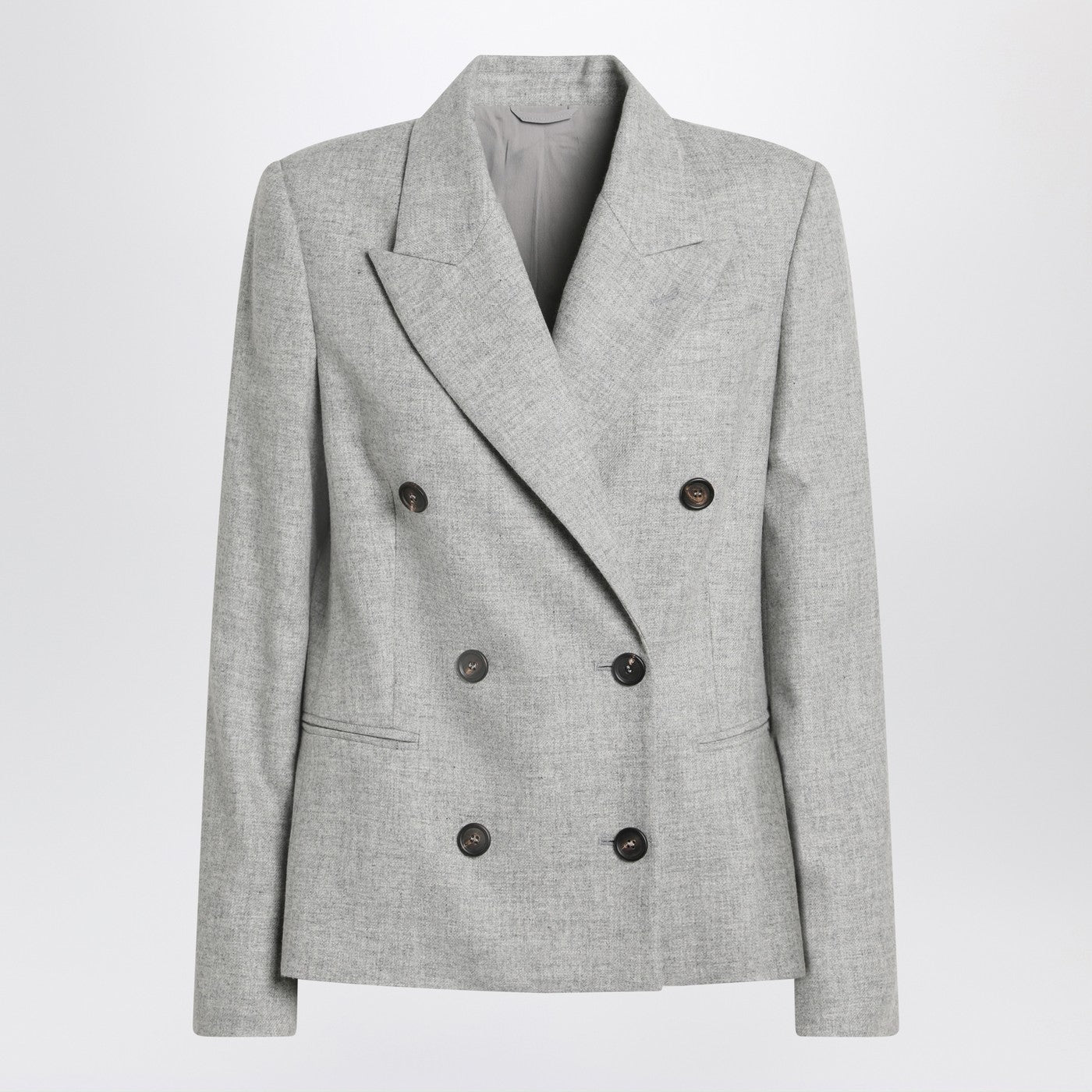 Brunello Cucinelli Gray Double Bestodedウールジャケット - Image 2