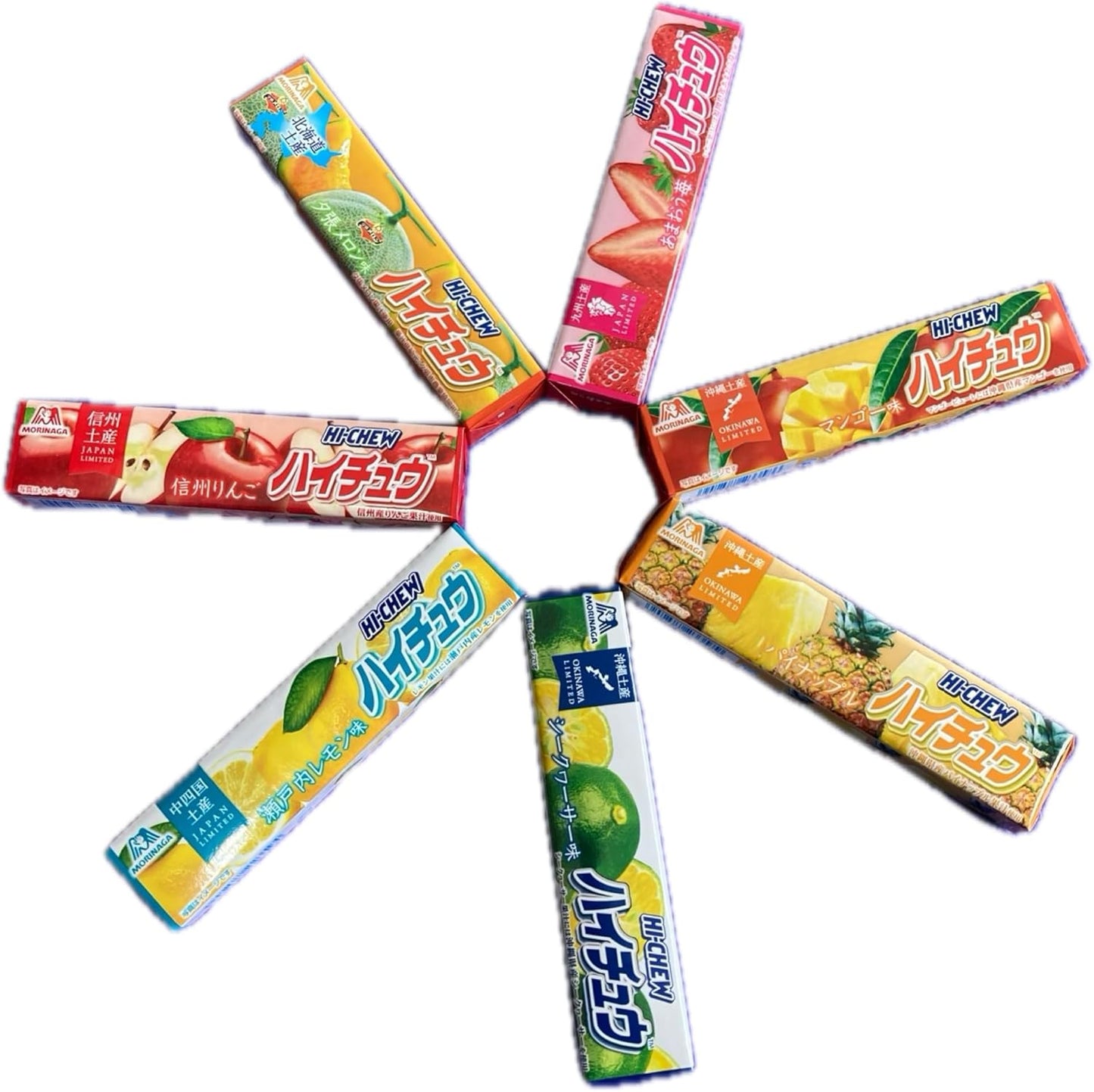 【Regional Limited Hi-Chew】7 Flavor Assortment Set 1 pack 12 pieces × 7 packs Hokkaido Yubari Melon・Shinshu Apple・Setouchi Lemon・Kyushu Amaou Strawberry・Okinawa Shikuwasa・Okinawa Mango・Okinawa