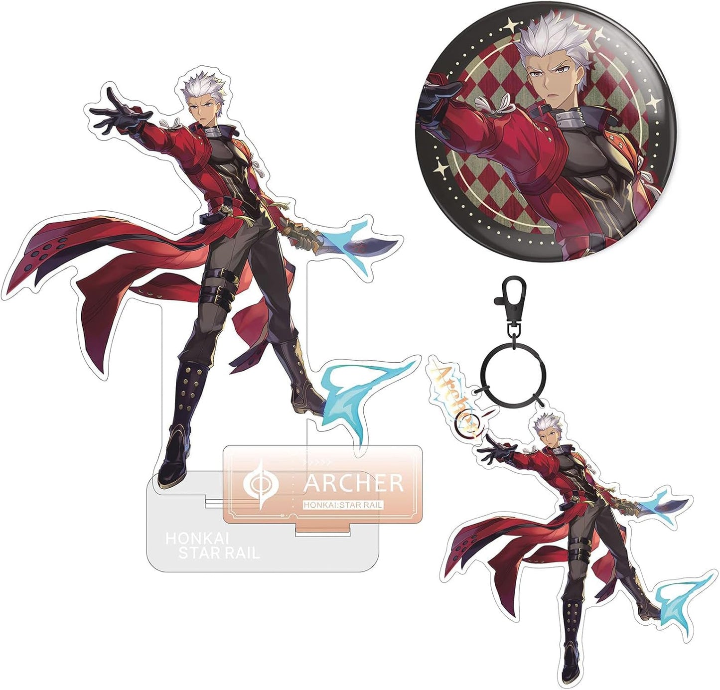 崩壊:スターレイル グッズ セット コラボ フェイト セイバー Saber アーチャー Archer 福袋 アクリルスタンド 缶バッジ キーホルダー アクリルカード 色紙 萌えグッズ 置物 コレクション 誕生日 贈り物 非公式 (アーチャー 3点セット) [並行輸入品]