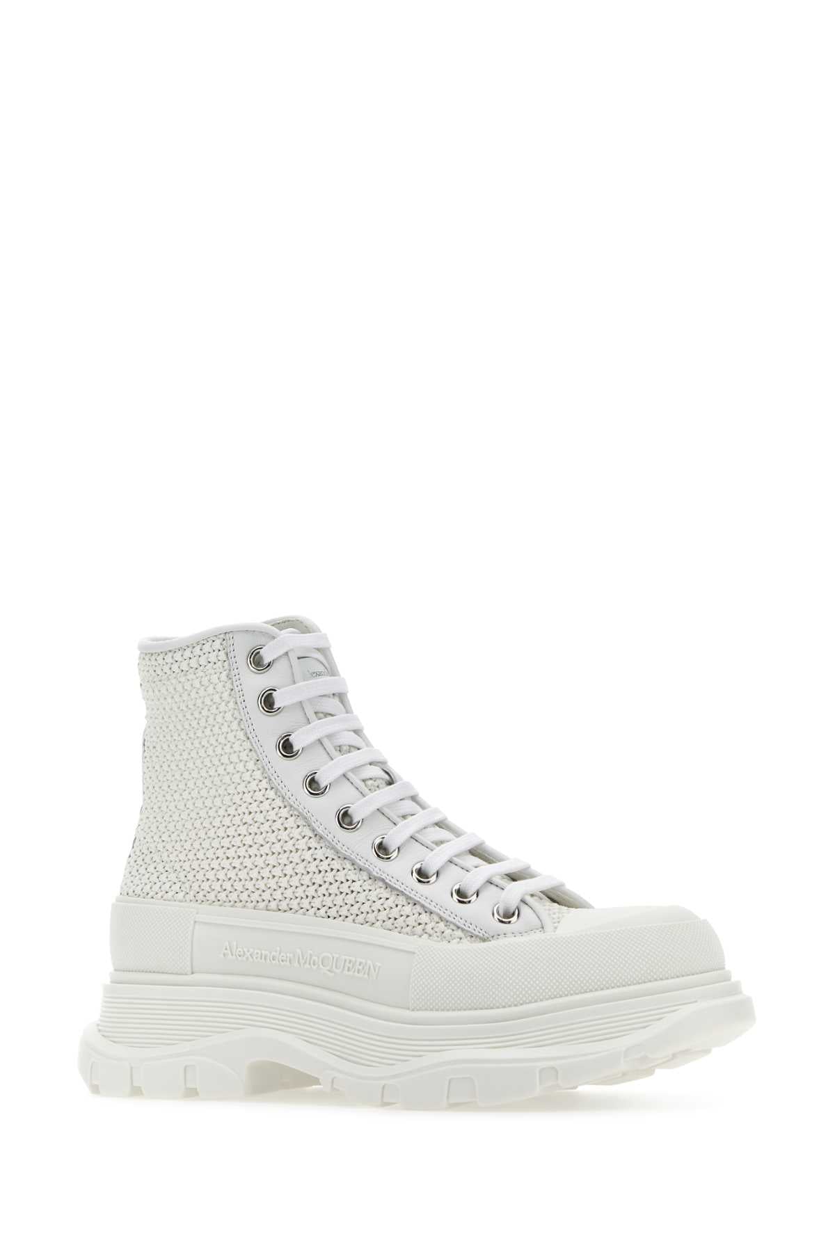 Alexander Mcqueen アレクサンダーマックイーンホワイトラフィアトレッドスリックスニーカー - Image 2
