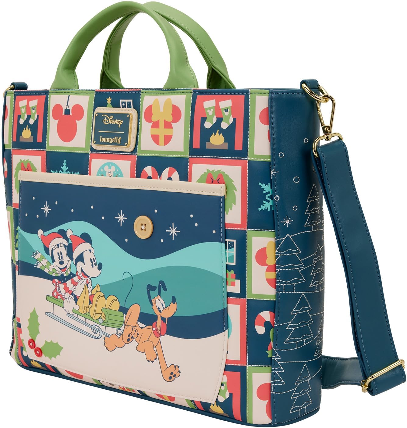 Loungefly Disney Mickey y Minnie Holiday Bolsa Tote Convertible