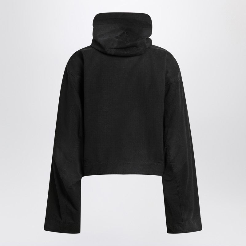 Balenciaga バレンシアガは、フードが黒のジャケットをクロップしました - Image 2
