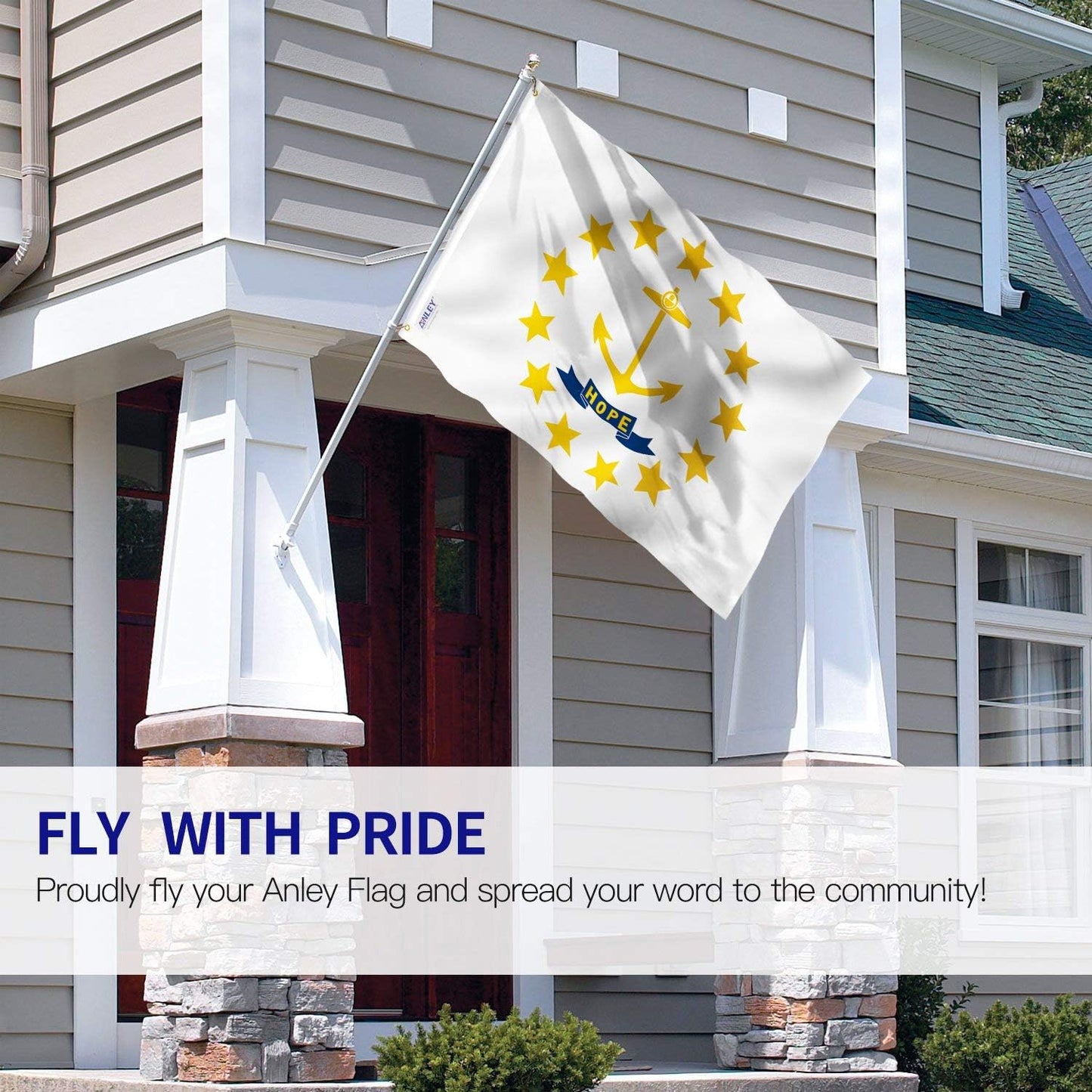 ANLEY Fly Breeze - Bandera del estado de Rhode Island de 3 x 5 pies, color vivo y a prueba de decoloración, cabecera de lona y doble costura, banderas Rhode Island RI de poliéster con ojales de latón