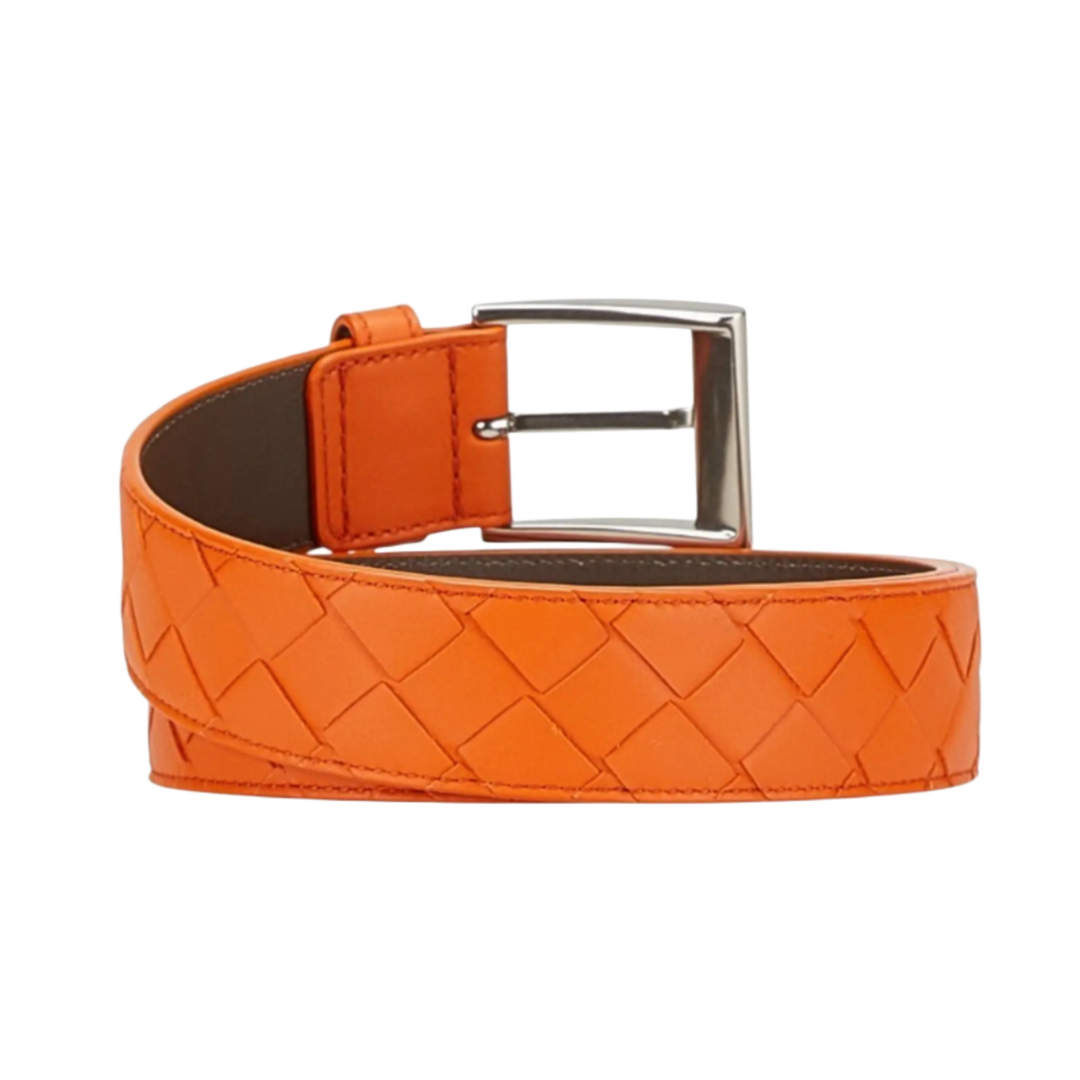 BOTTEGA VENETA 'INTRECCIATO ORANGE' LEATHER BELT