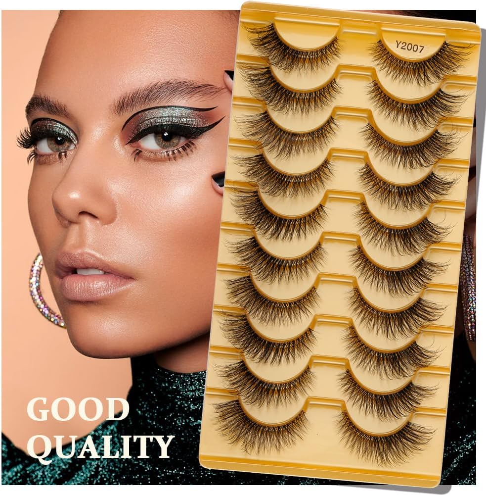 10 Pairs Transparent False Eyelashes Fake Mink Eyelashes Thick Soft Handmade Stage Daily Makeup Long Eyelashes (Y2007)