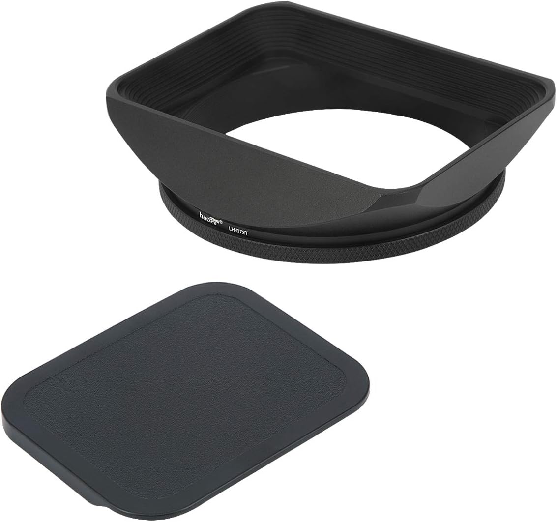 Haoge 72mm Square Metal Screw-in Mount Lens Hood Shade with Cap for Canon Nikon Sony Leica Leitz Carl Zeiss Voigtlander Nikkor Panasonic Fujifilm Olympus Lens and Other 72mm Filter Thread Lenses