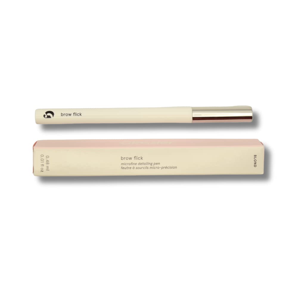 Glossier Brow Flick - Pluma de cejas microfina para detalles, rubio, rubio claro y medio, 0.01 oz / 0.48 mL