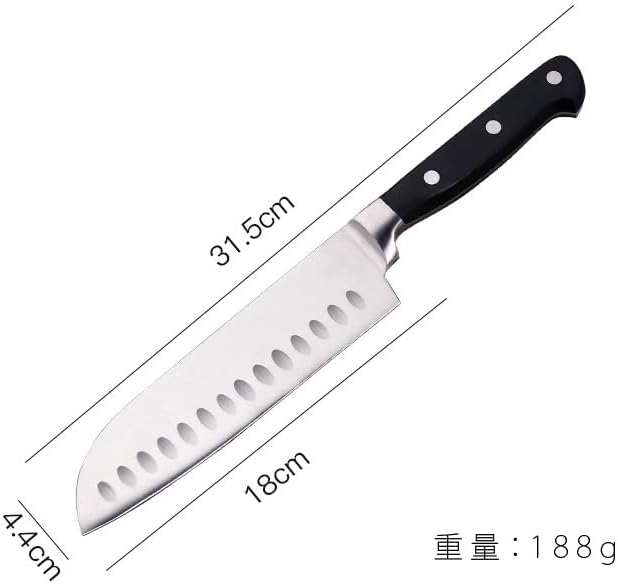 Kitchen Knife, Santoku Knife, Utility Knife, Kitchen Utensils, 7.1 inches (180 mm), X50CrMoV15 Stainless Steel, Meat Cleaver, Fish Cutting Knife, Vegetable Knife Ideal for Professional Chefs