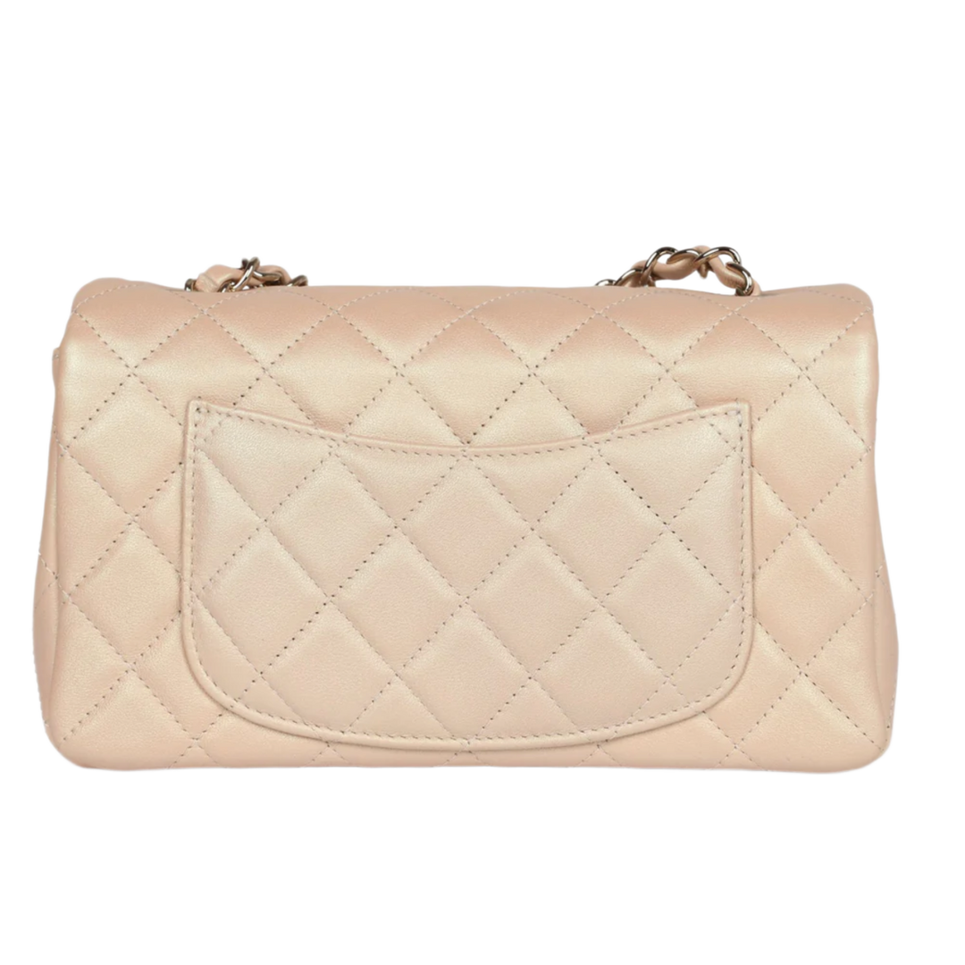 CHANEL MINI FLAP LAMBSKIN 'IRIDESCENT BEIGE' GOLD HARDWARE BAG