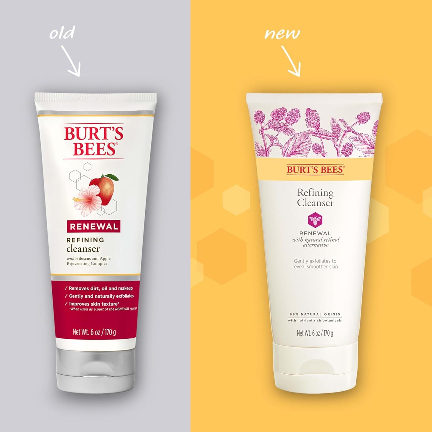 Burt's Bees Limpiador refinador renovador con alternativa de retinol natural Bakuchiol, 6 onzas (el paquete puede variar)