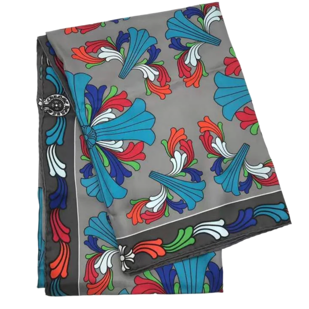 CHROME HEARTS 'MULTICOLOR' GREY SILK SCARF