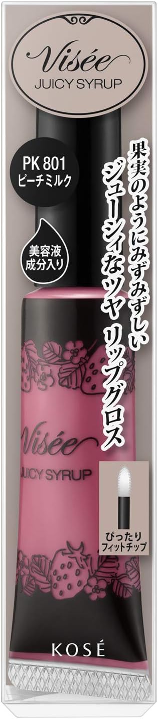 Visee PK801 Riche Juicy Syrup Lipstick, Peach Milk, 0.3 oz (9.5 g)