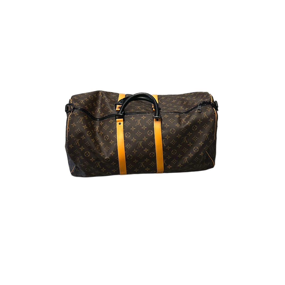 LOUIS VUITTON KEEPALL 55 'BROWN' MONOGRAM YELLOW STRIPE DUFFLE BAG