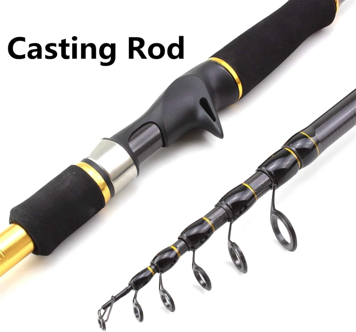 High Carbon 6.9 ft (1.8 m) 2.1 m 2.4 m 2.7 m Rotating Cast Fishing Rod Telescopic Trout Travel Portable Fishing Rod Bait Weight 7-28g (Color: Spinning Rod, Length: 2.1 m)