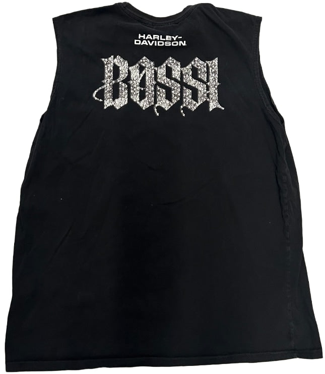 BOSSI 'EAGLES RACING FLAG' RHINESTONE VINTAGE CUTOFF TEE